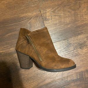 brown ankle bootie heels